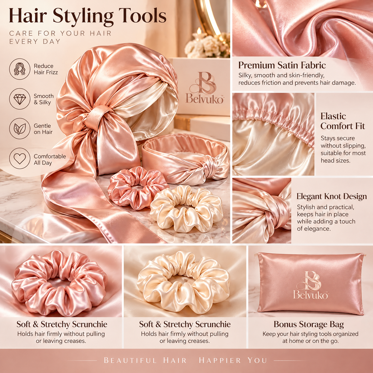 Belvuko Silk Hair Wrap & Styling Accessories detail image 2