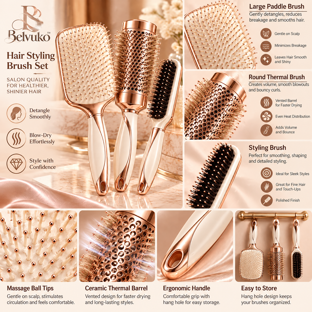 Belvuko Hair Styling Brush Set detail image 4