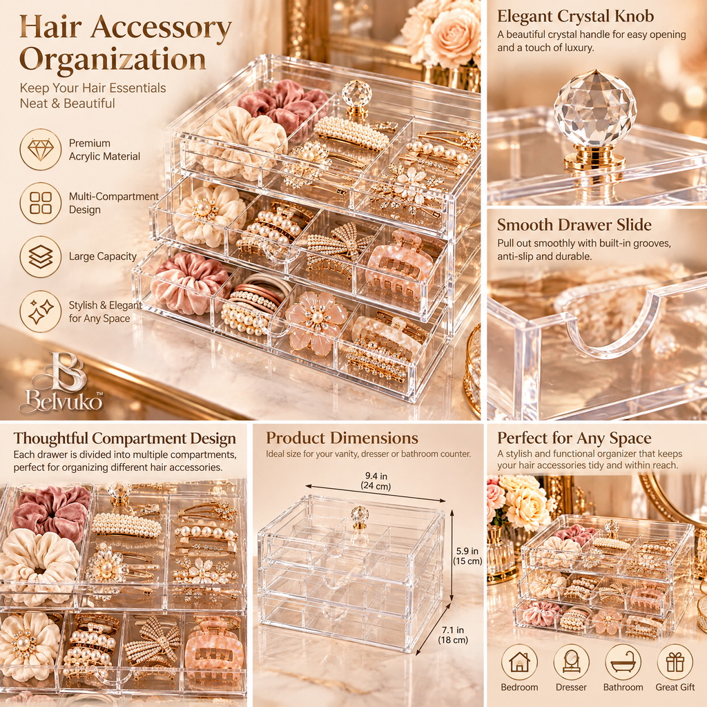 Belvuko Acrylic Hair Accessory Display Box detail image 3